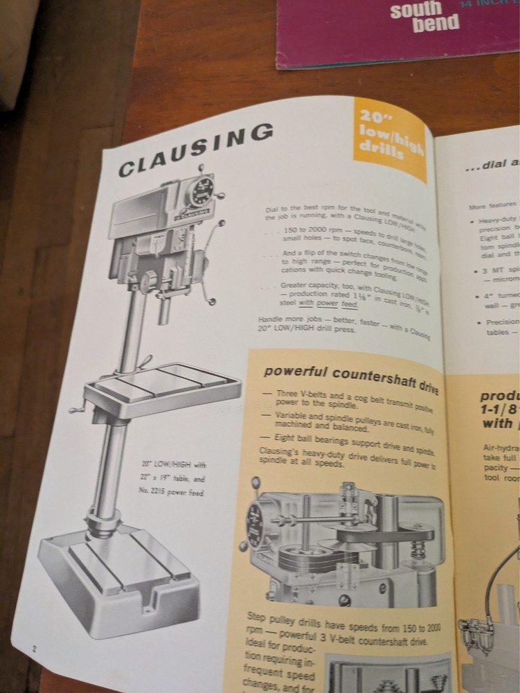 CLAUSING 15" & 20" DRILL PRESS CATALOG 1970'S