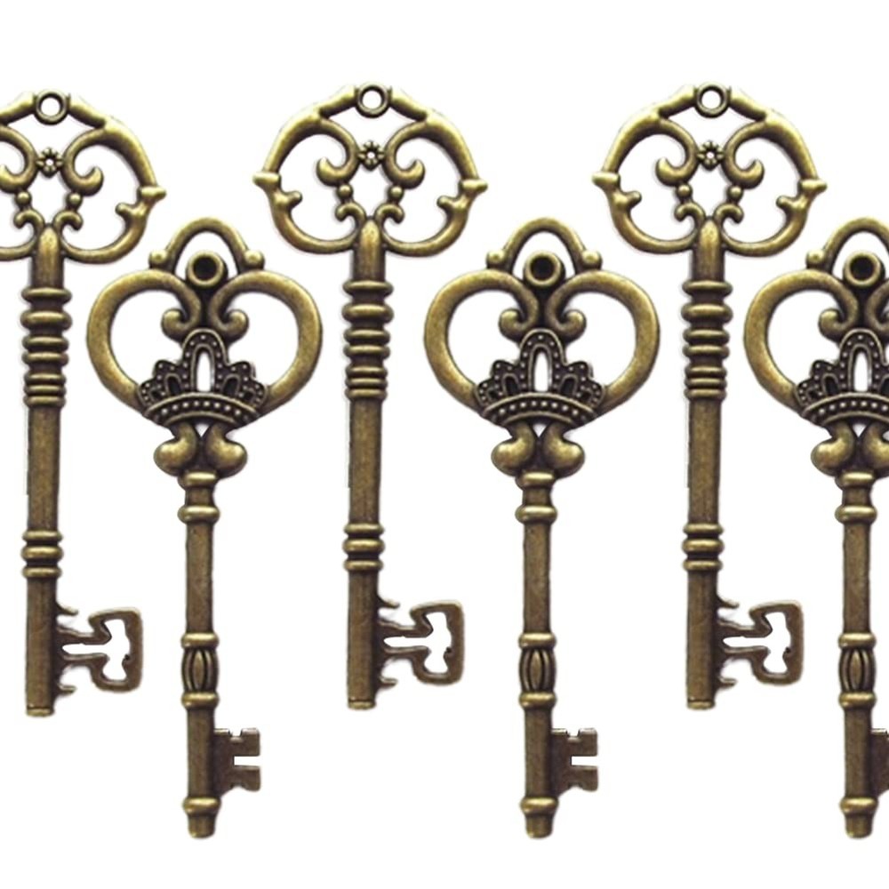 Makhry Mixed 20 Extra Large Antique Bronze Finish Skeleton Keys Rustic