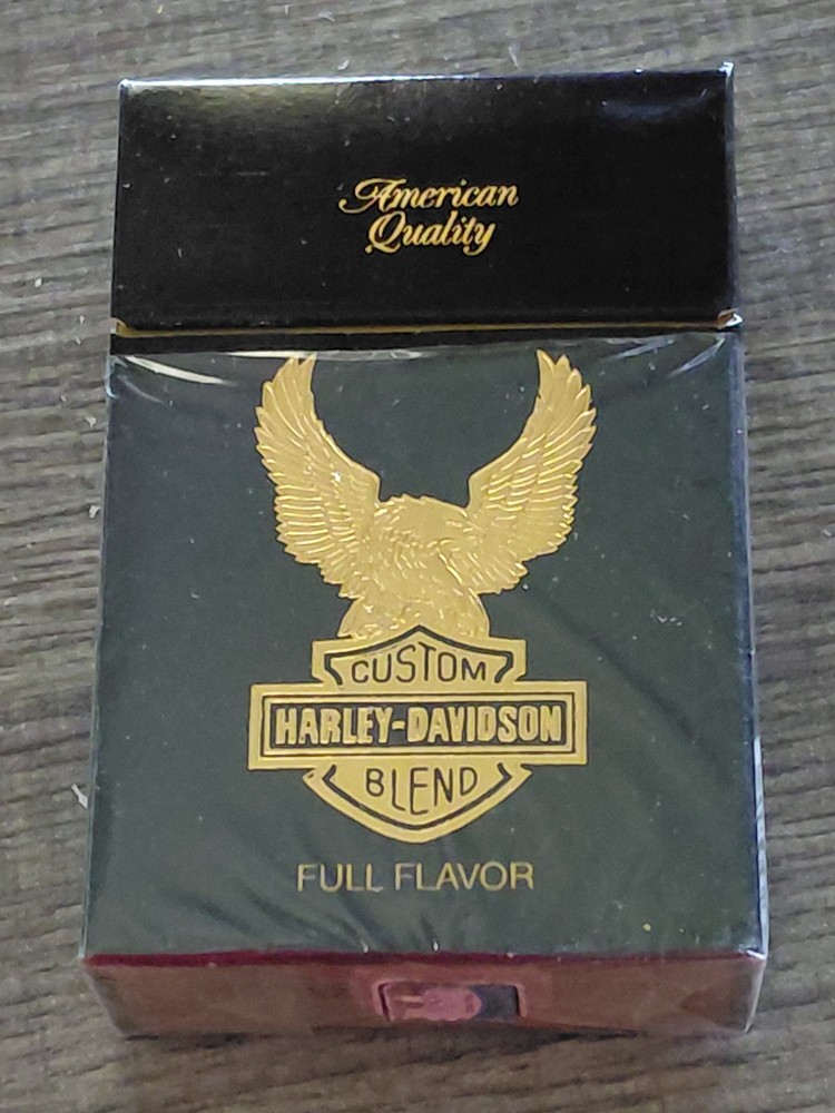 HARLEY DAVIDSON FULL FLAVOR EMPTY BLACK CIGERETT BOX