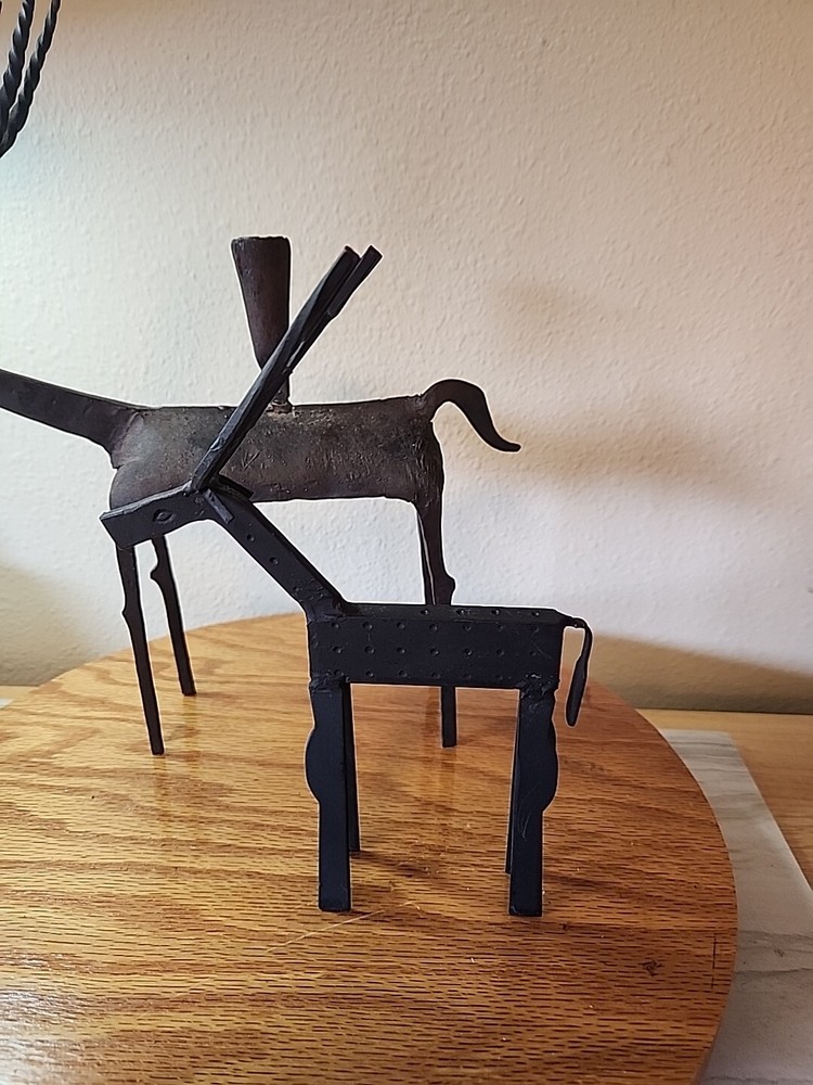 Brutalist Iron Deer Large For Candle And Small Without Candle