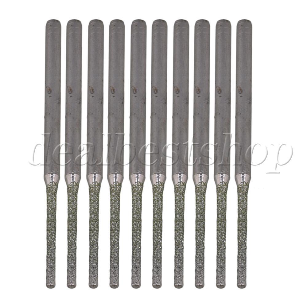 10x Extended Diamond Coated Gems Engraving Drill Bits Hole 1.5mm Silver