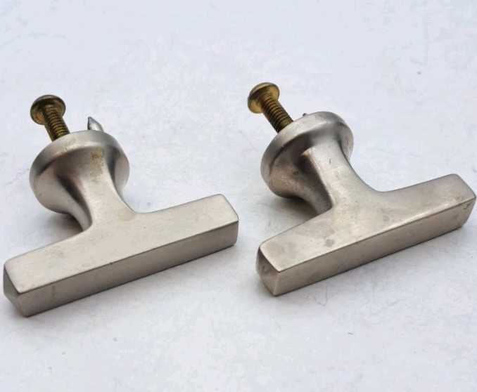 Vintage Pulls Knobs Drawer Handle Deco Crome Old Hardware Lot of 2