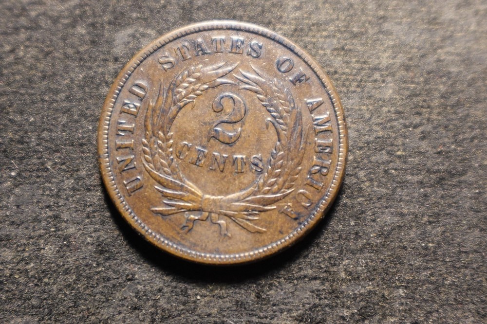 1871 F VF Solid Dated Solid Two Cents 2 Cents Piece NHX
