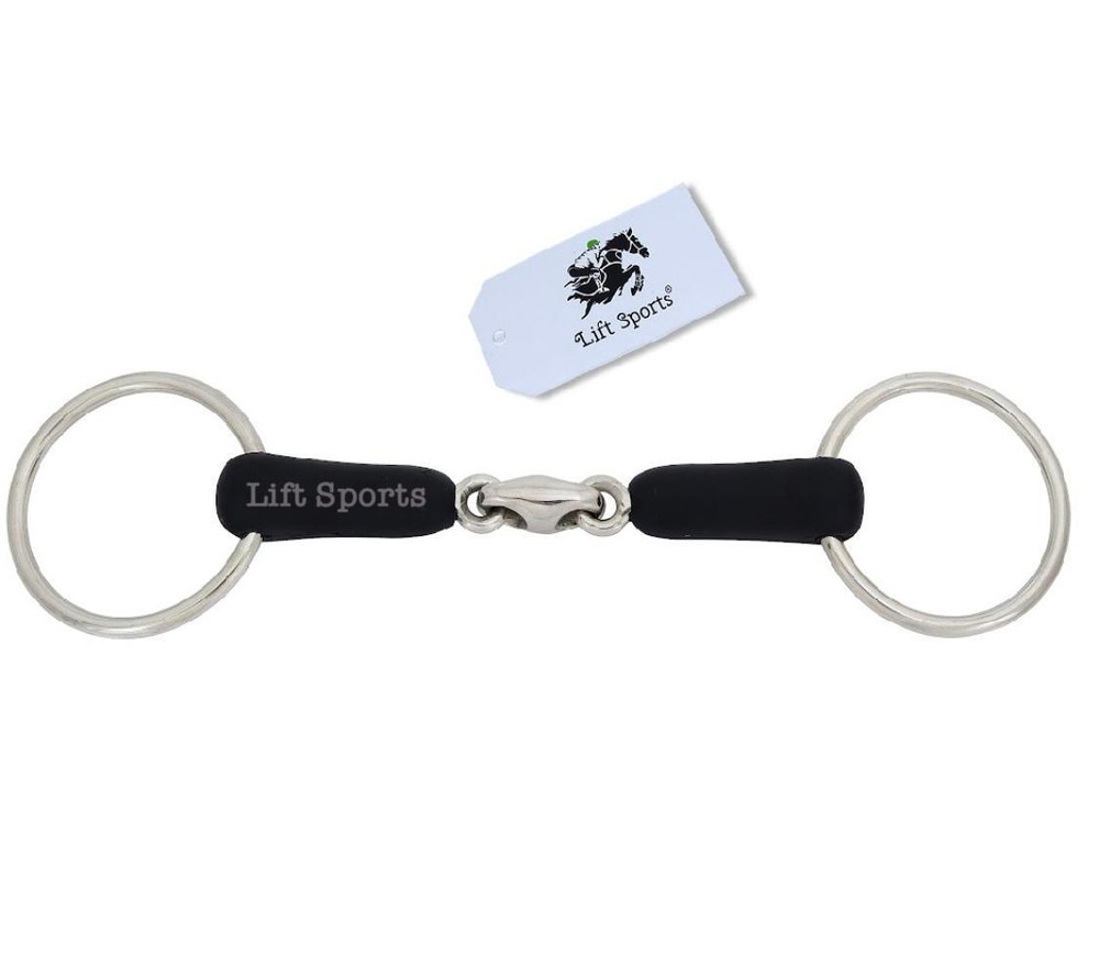 Loose Ring Rubber Snaffle Horse Bit Lozenge Fat Double Joint Oval Link