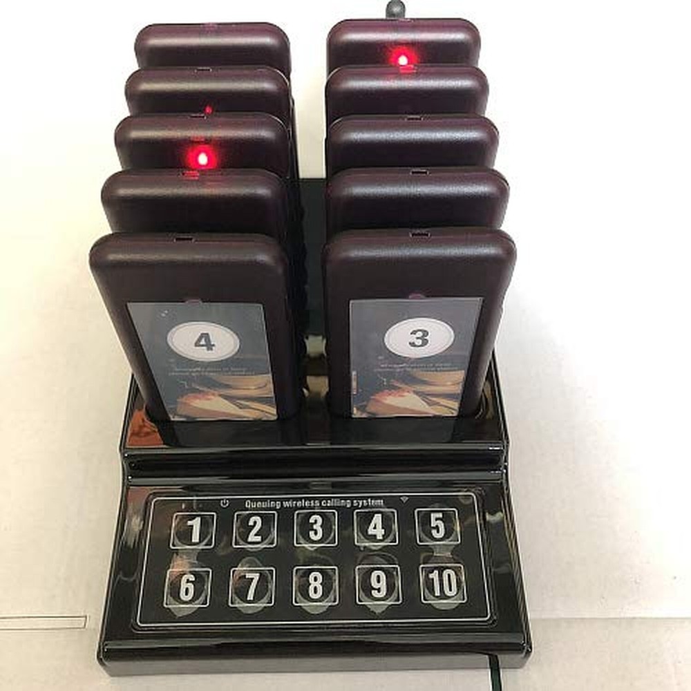 SHIHUI 10 Pager buzzers 1 keypad Queue Number Call Wireless Calling System Qu...