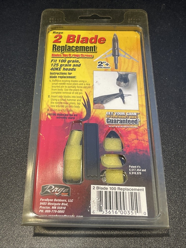Rage SlipCam Broadheads Replacement 2 Blade Expandable Broadheads