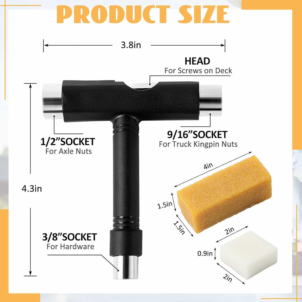 3 Pcs All in One Skate Tool Set Multi Function Portable Skateboard Tool with Ska
