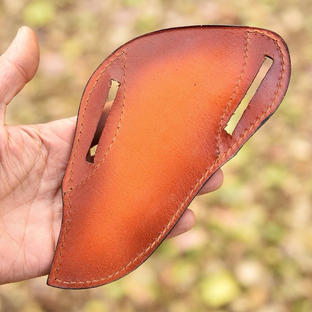 Custom Handmade Fix Blade Leather Knife Sheath Leaf Design & Engraved