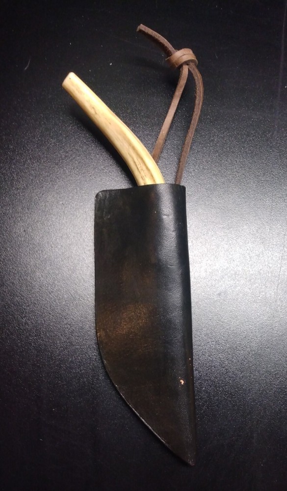 Unique handmade 8" knife in leather sheath
