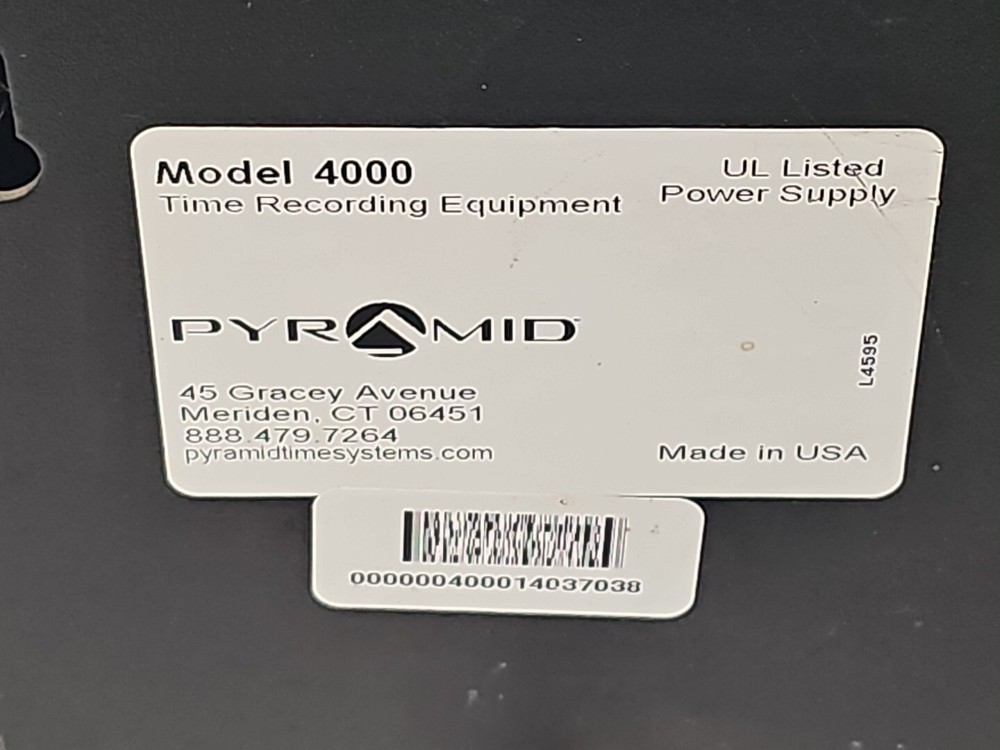 PYRAMID 4000 PRO TIME RECORDING EQUIPMENT - PREOWNED UNTESTED