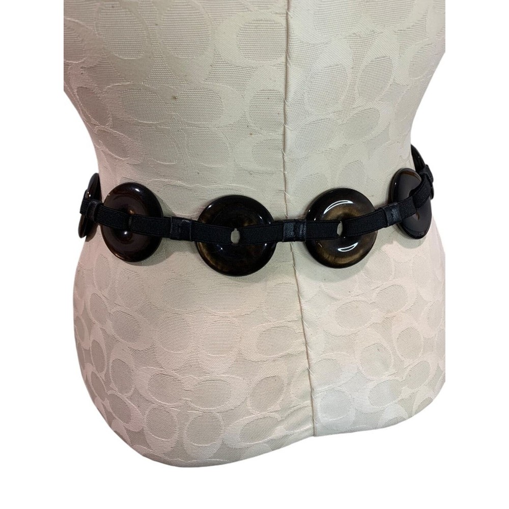 One Size Womens Reversible Statement Belt Stretch Elastic Toggle Clasp
