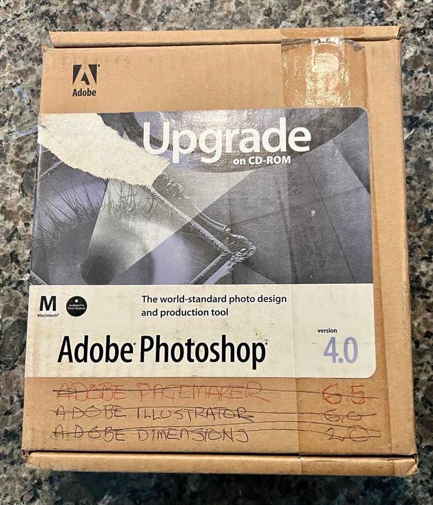 Adobe Photoshop Upgrade 4.0 for Macintosh Application And Tutorial CDs Vintage