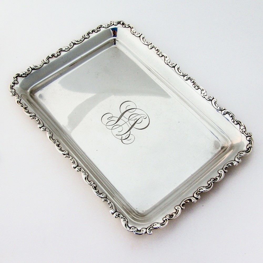 Louis XV Rectangular Tray Whiting Sterling Silver 1891 Mono VS
