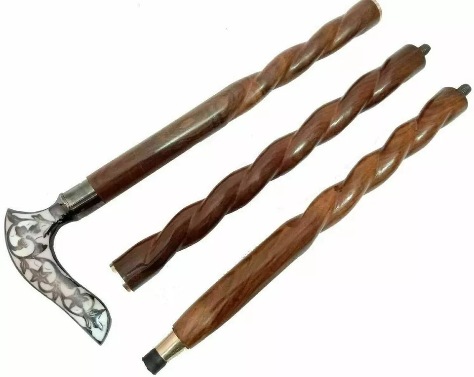 NEW SOLID ANTIQUE SOLID BRASS HANDLE WOODEN WALKING STICK CANE VINTAGE DESIGNER