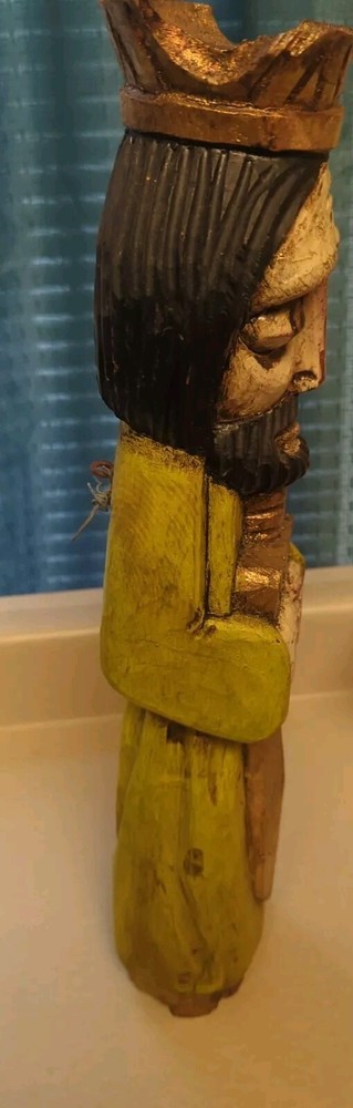 Hand Carved Wooden King Statue