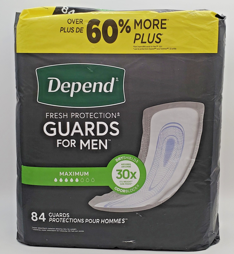 Depend Mens Guards 84ct Maximum Absorbency Bladder Control Pads Dry Odor Shield