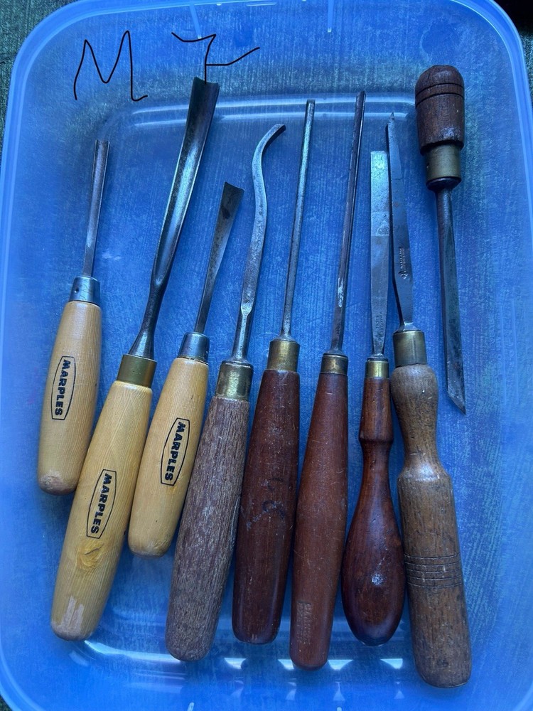 9 vintage Wood Carving Chisels Gouges Woodworking