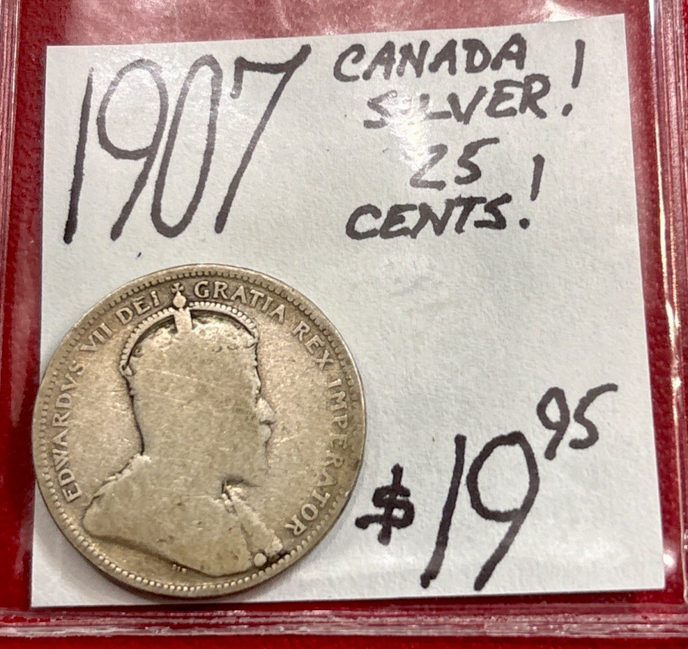 1907 Canada Silver! 25 Cents! ENN Coins