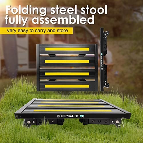 Adjustable Height Aluminum RV Step, Stable Foldable Platform Step Stool, Black