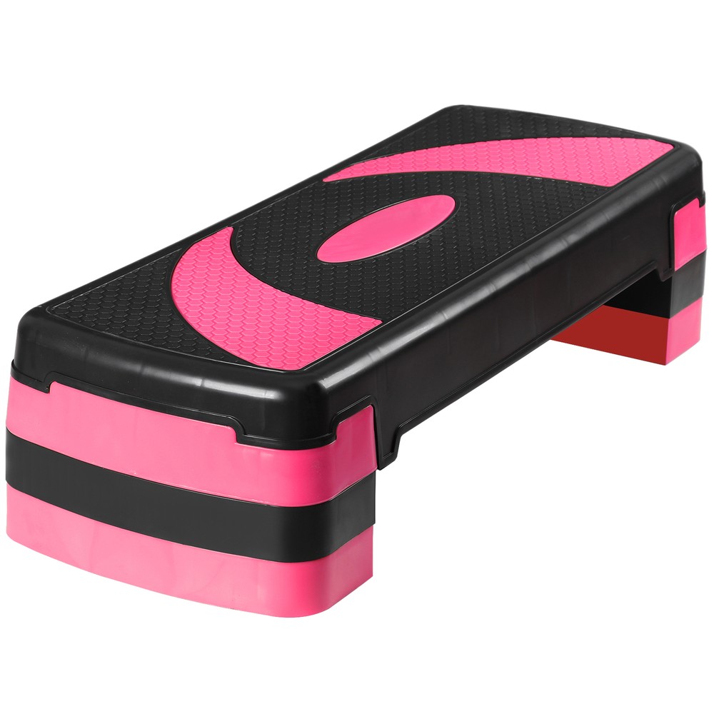 Fitness Compact Aerobic Step Platform 30'' Exercise Step with 4 Risers Pink