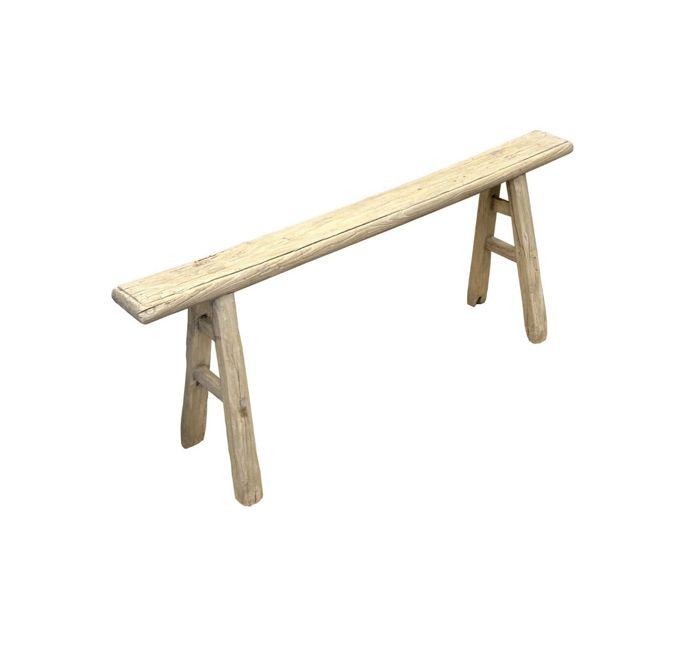 Raw Rough Wood Grain Rectangle Long Slim Stool Bench Side Table ws4630