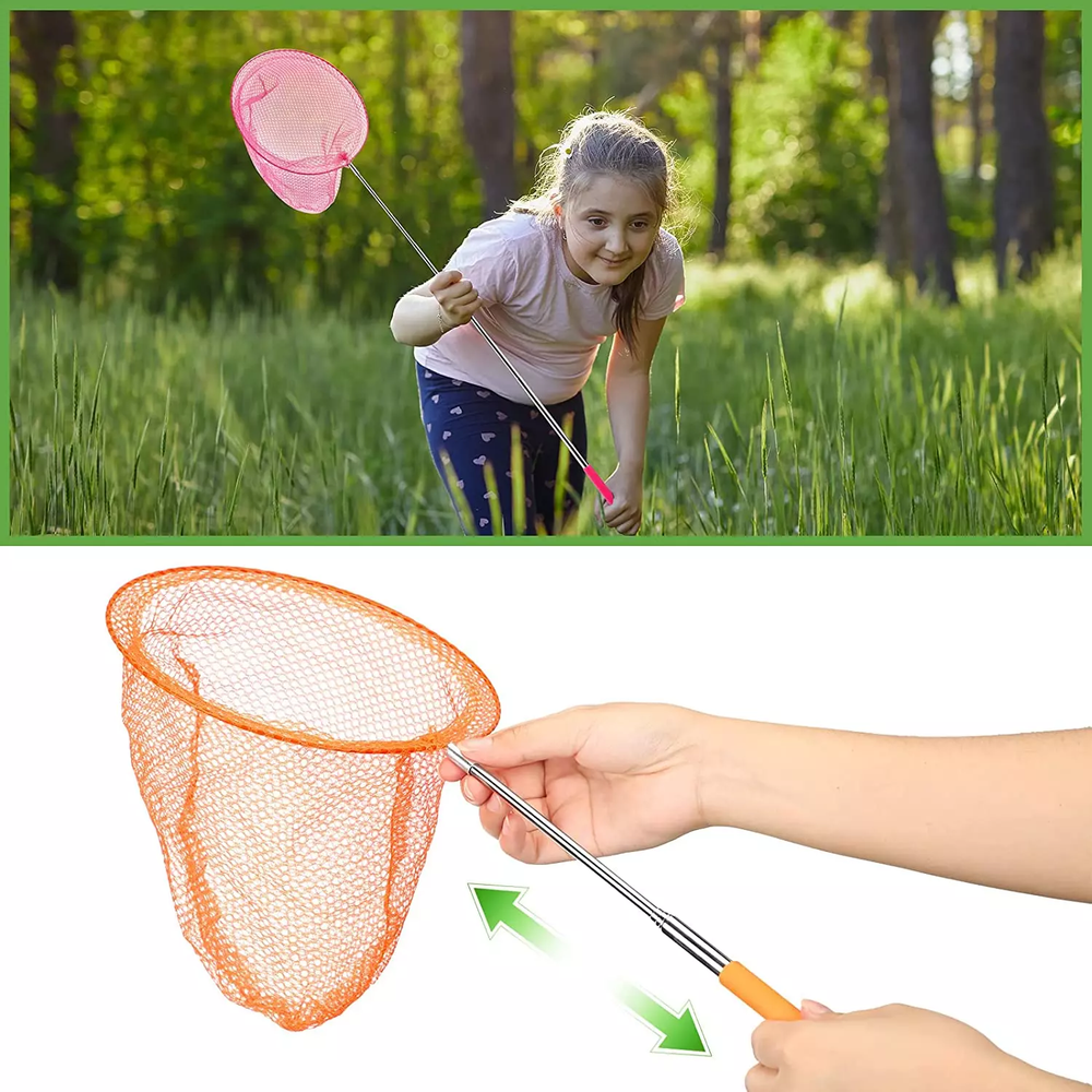 Insect Butterfly Net with 8" Ring Handle Extends to 34" Telescopic Catching Bug