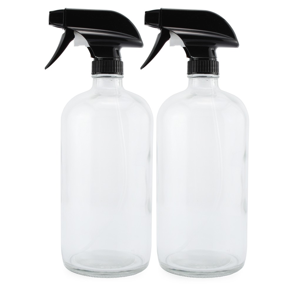 32oz Glass Spray Bottles, Quart w/ 3-Setting Adjustable Trigger Sprayers