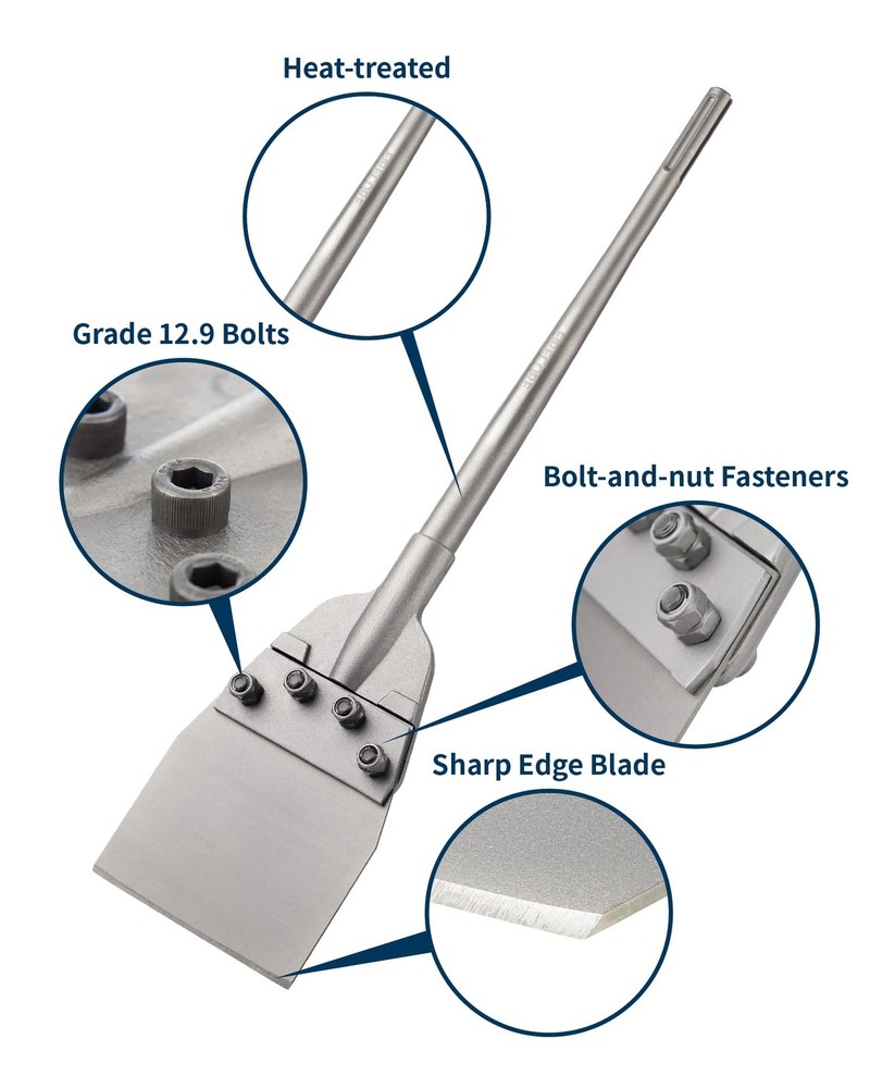 SDS Max Floor Scraper with Replaceable Blade, 6 Inch Thinset Removal Chisel B...