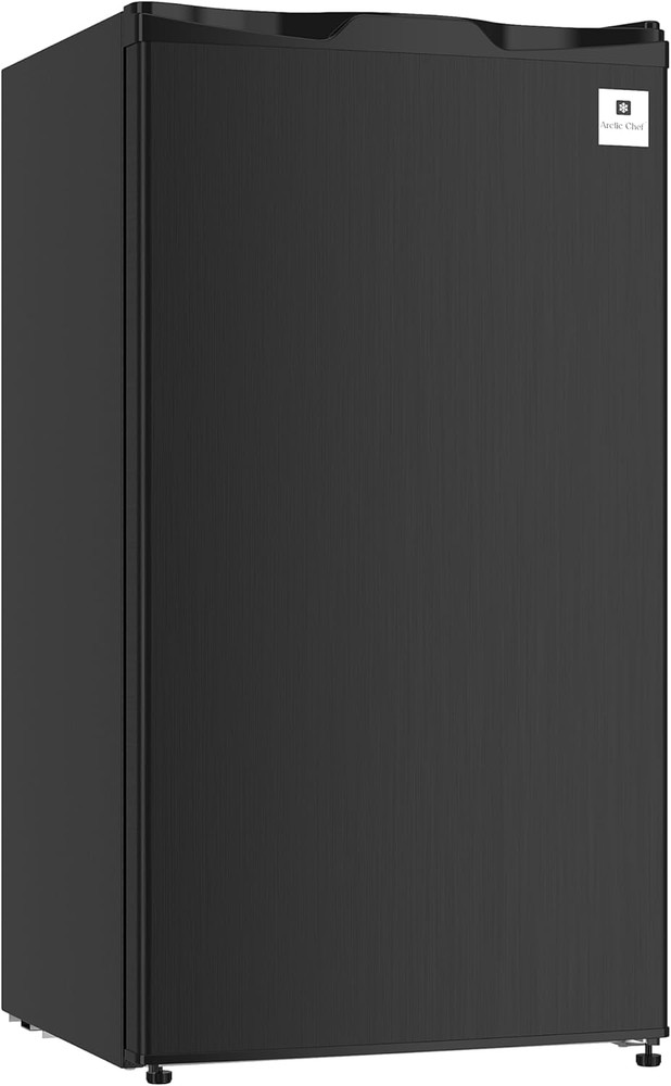 , 3.2 Cu Ft Compact Design Mini Fridge with Freezer, Stainless, Black SS