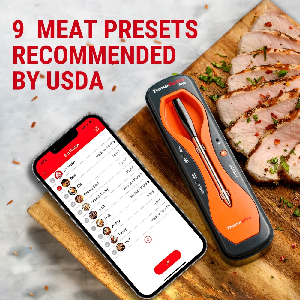 ThermoPro Thinner Bluetooth Meat Thermometer Wireless + FREE TP620 Instant Read
