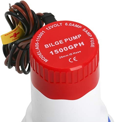 Submersible Bilge Pump with Float Switch 1500GPH 12V Marine