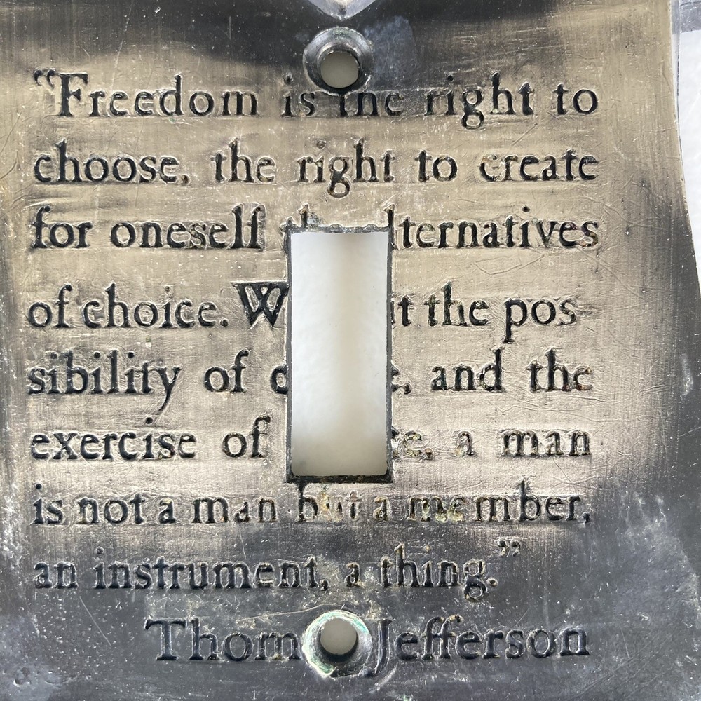 Brass Eagle Scroll Single Light Switch Plate Cover Thomas Jefferson GIM M.C. Co.