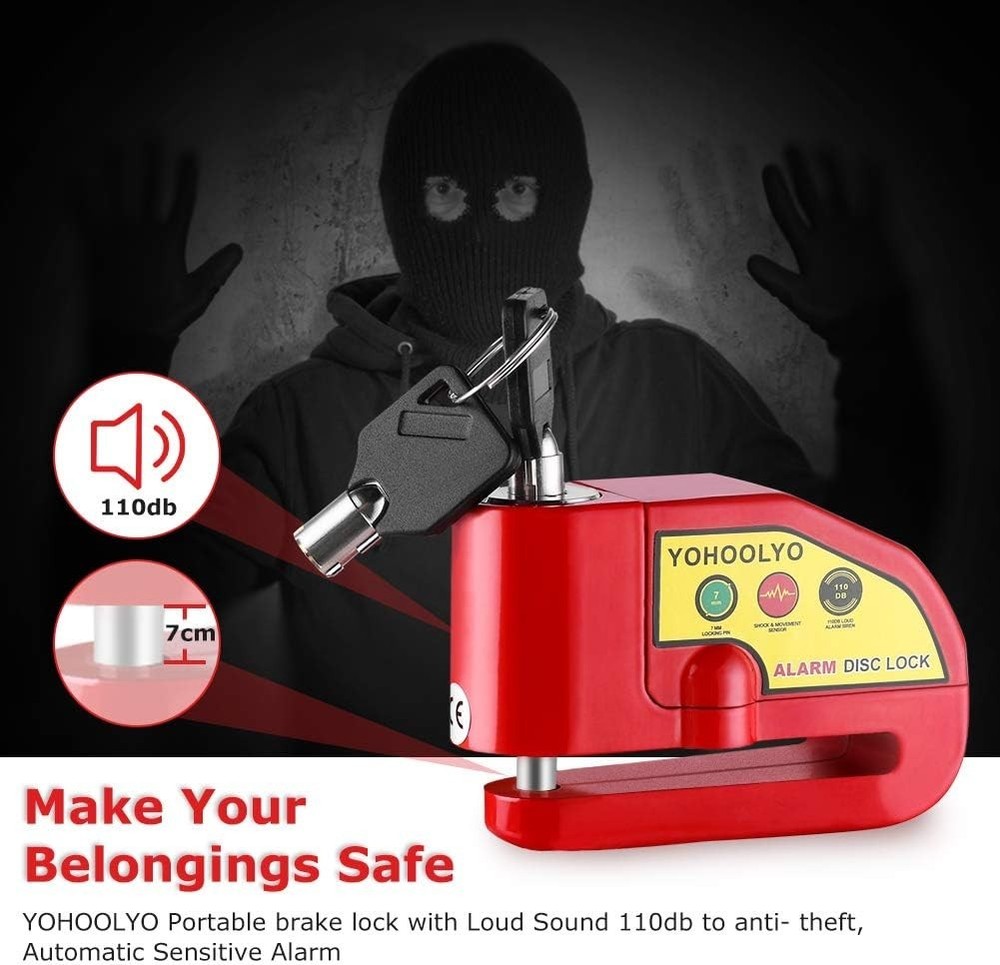 Compact 110 dB Motorcycle Lock with Reminder Cable – Ultimate Theft Protection
