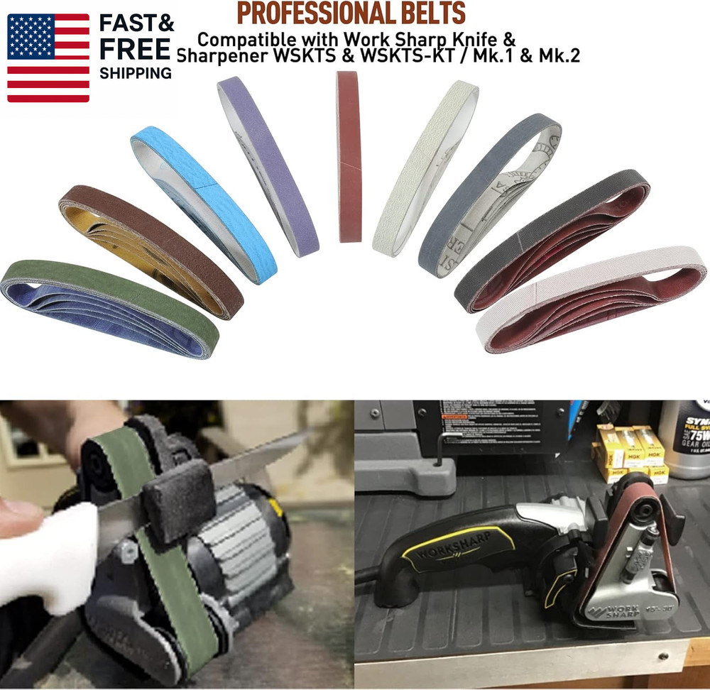45 Pcs 1/2" X 12" Replacement Sharpening Belt Kit for Official Work Sharp Knife