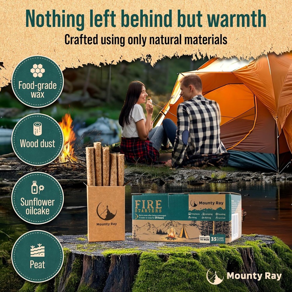 Fire Starter 35 pcs - Waterproof Fire Starter Sticks for Emergency Survival Kit