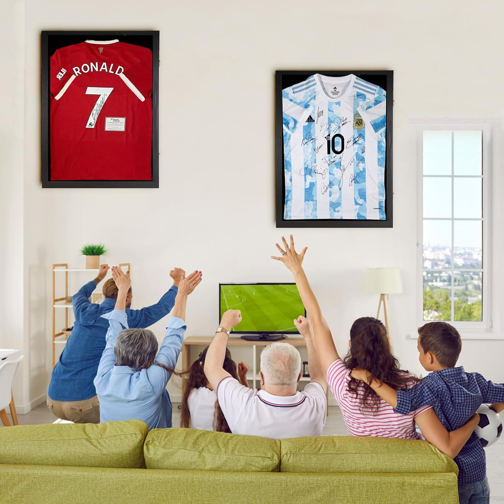 Jersey Display Case Shadow Box Frame with Hanger Black