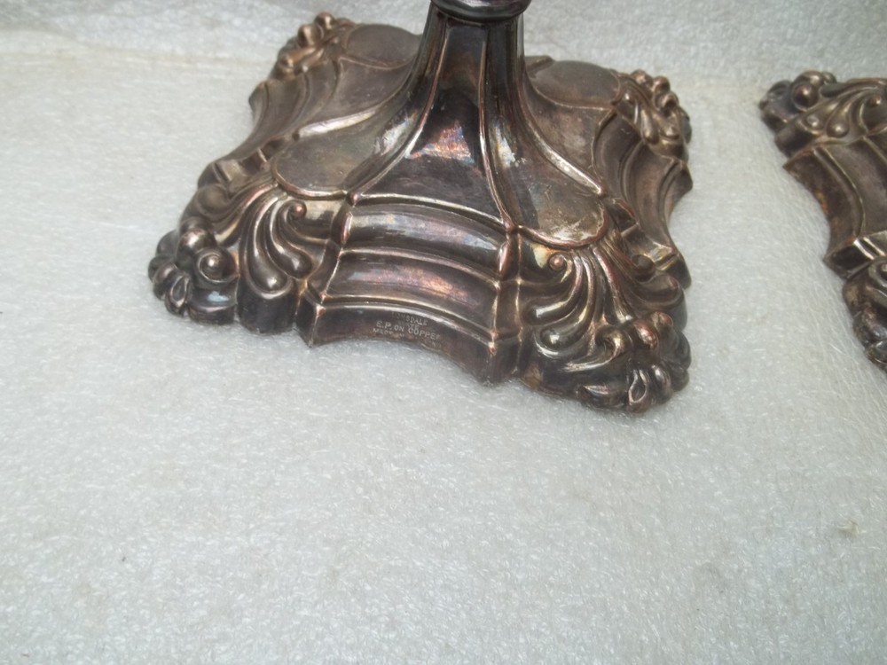 Antique Victorian Silver Plated Candlesticks.