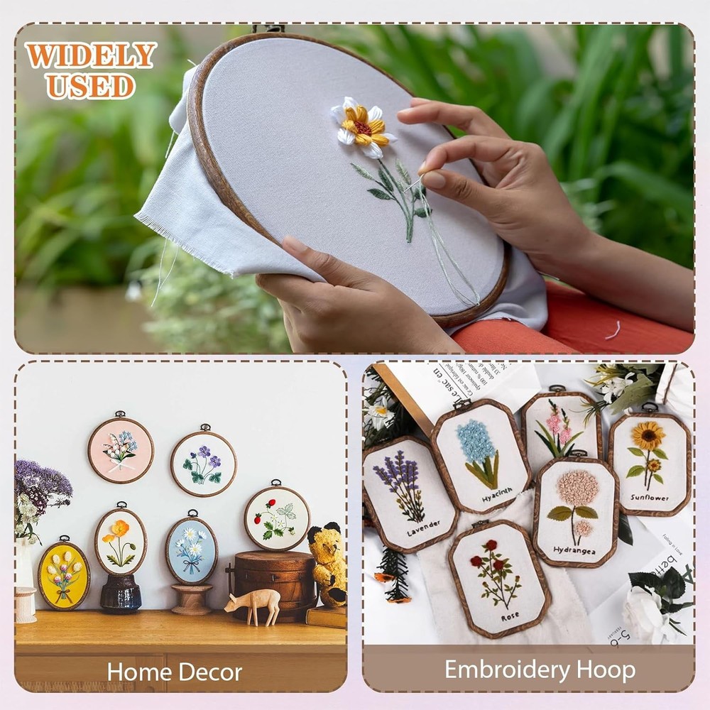 Embroidery&Cross Stitch Frames for Display,9Pcs Circle/Oval/Rectangle/Octagonal