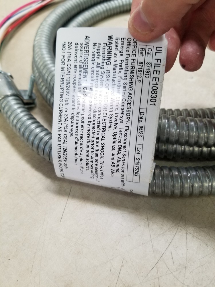 Bryne Ceiling Electrical In-Feed Cable 12 Ft Flex Cable