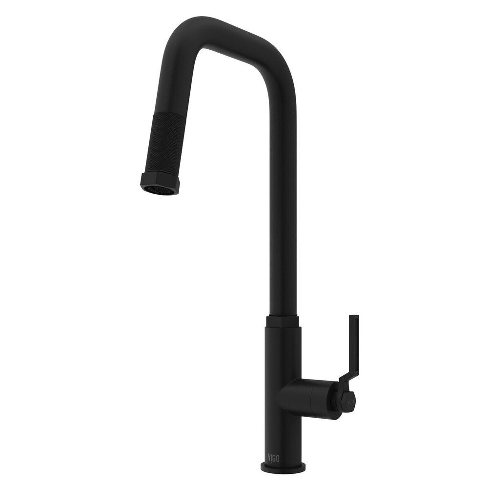 VIGO Hart Angular Pull-Down Kitchen Faucet Matte Black Faucet- USED