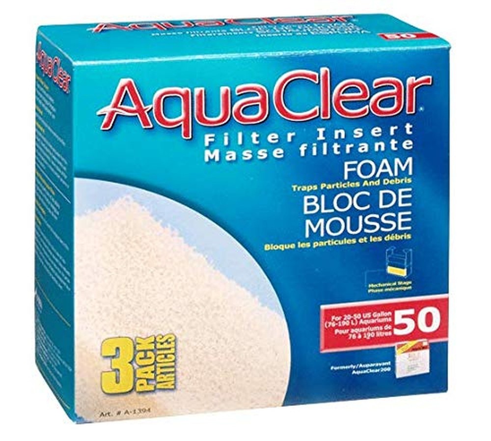 AquaClear 50 Foam Filter Inserts, Aquarium Filter Replacement Media, 3 Count ...