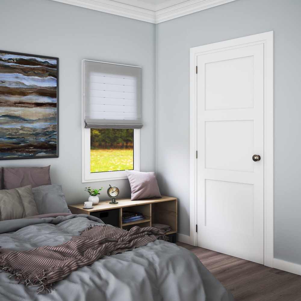 Prehung 3 Flat Panel Equal Primed Mission Stile/Rail Solid Core Doors 7'0 Height