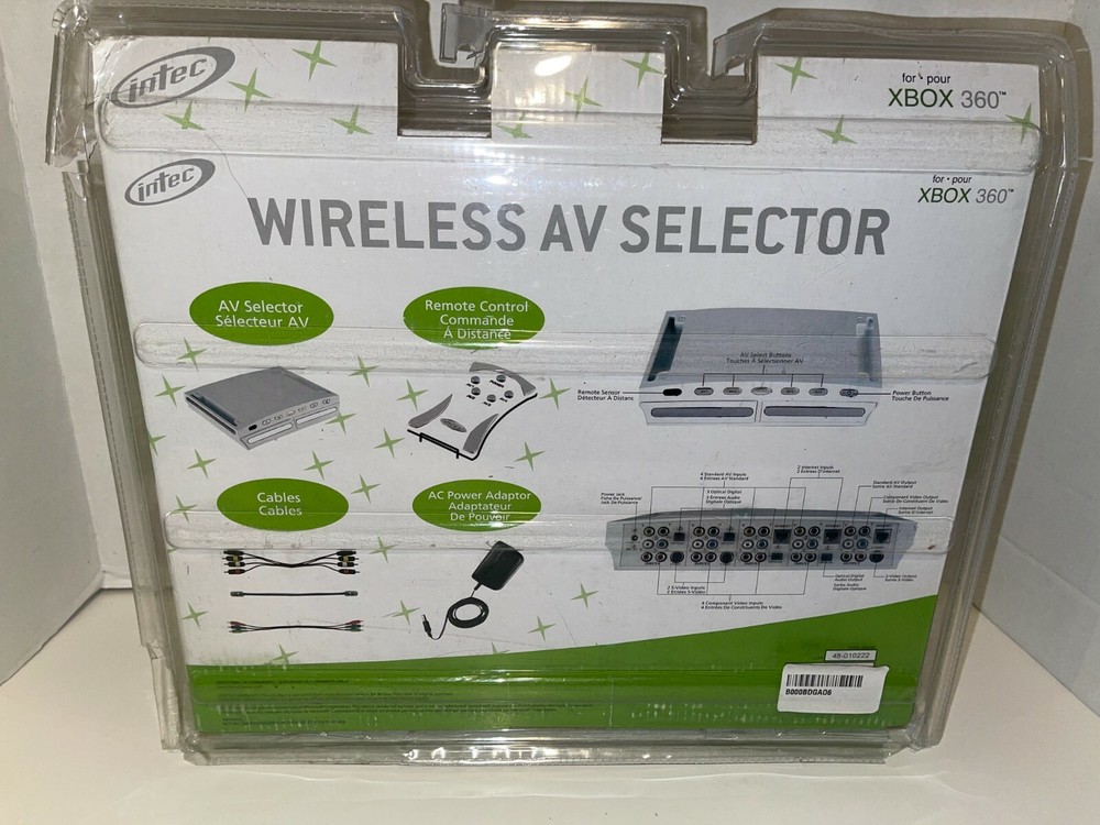 Intec wireless AV selector Xbox 360 Storage AV Switch 4 input component or RCA