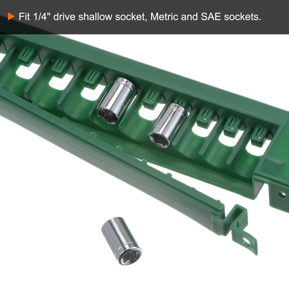 Socket Organizer 3/8" Drive 9 Slots Portable Deep Socket Clip Rail Holder