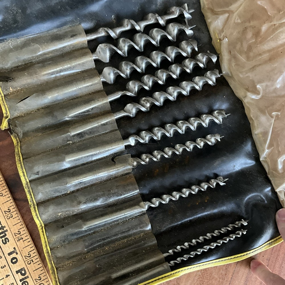 Vintage STANLEY Auger Bit Drill Set with Roll 10 pc