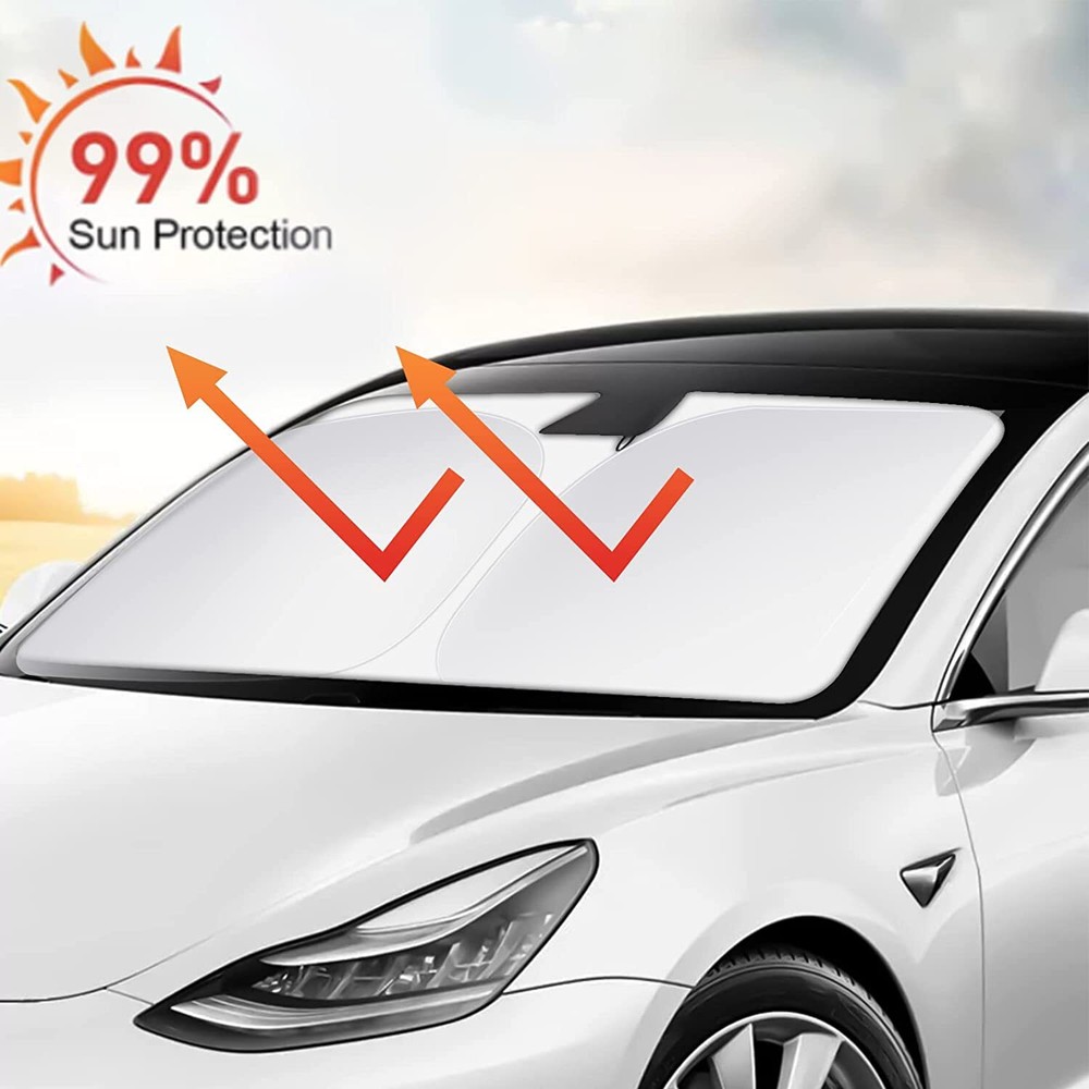 Compatible With Tesla Model 3 Model Y Front Windshield Sunshade Cover Foldable