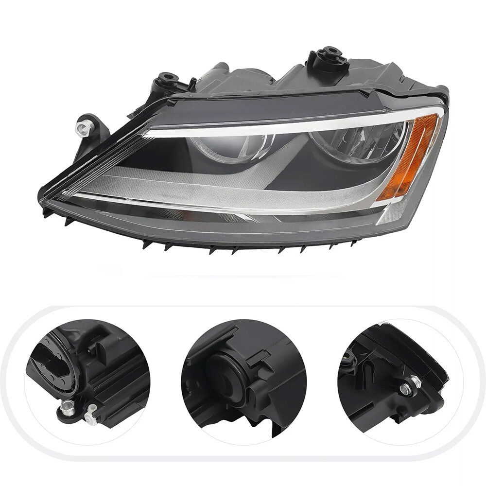 Halogen Headlight For Volkswagen Jetta 2017-2018 w/ LED DRL Left Side Chrome
