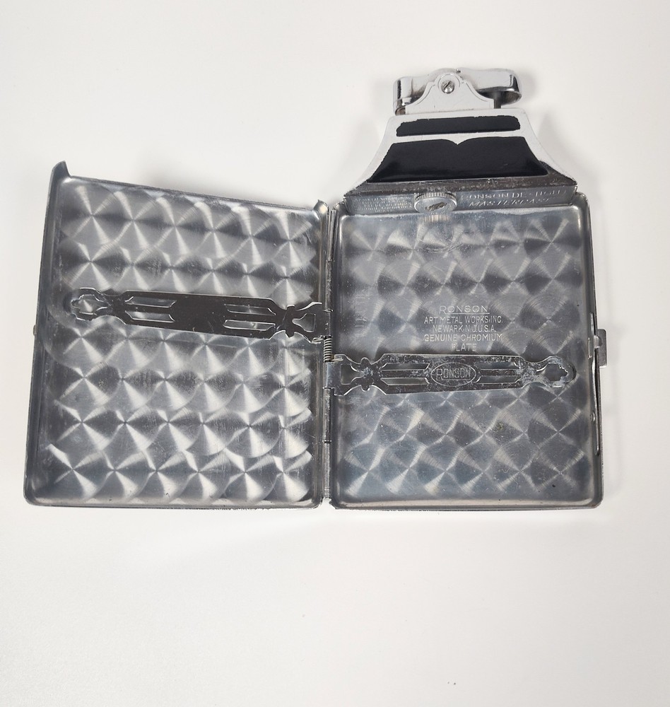 1930's Art Deco Ronson Mastercase Lighter Cigarette Case Tortoise Shell Works