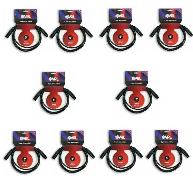 10 VRL DMX 5 Pin Pro Lighting Cable 5' ft - Data Shielded Cables