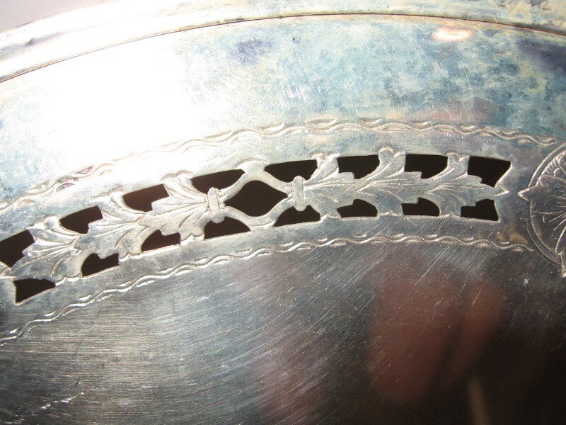 Silver plate Round Serving Piece 10" Diameter Cut Out Design VGC